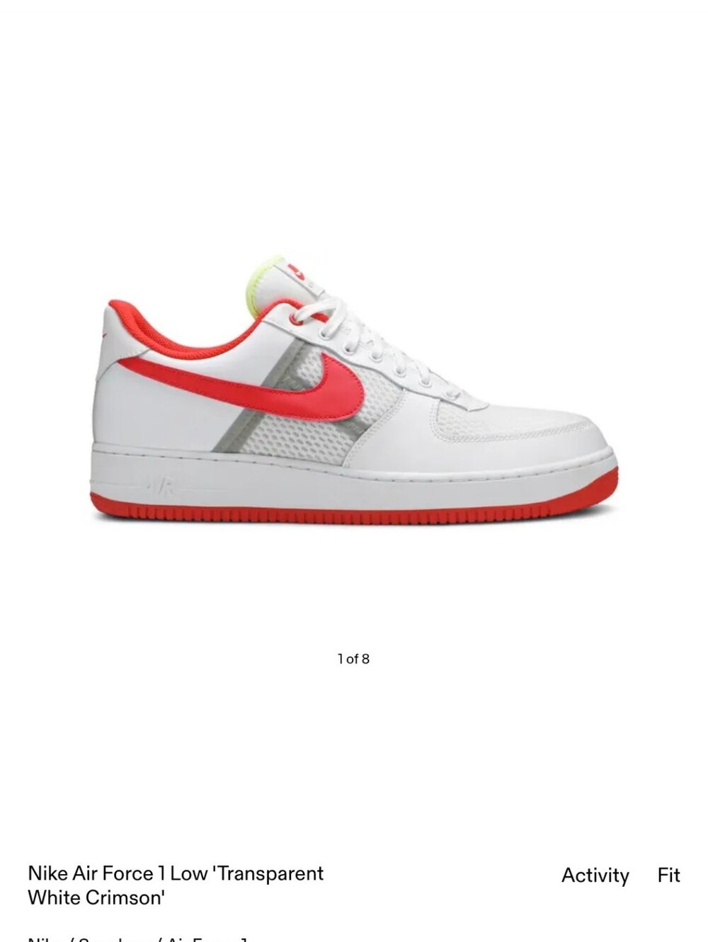 Nike Air Force 1 Low - White Crimson Size 7 Womens Worn Only Few Times Like New